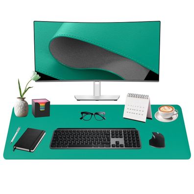 Midori Schreibtischunterlage aus Kunstleder 90 x 43 cm Randnähte rutschfest Grün
