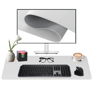 Midori Schreibtischunterlage aus Kunstleder 60 x 35 cm Randnähte rutschfest Weiß