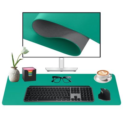 Midori Schreibtischunterlage aus Kunstleder 60 x 35 cm Randnähte rutschfest Grün