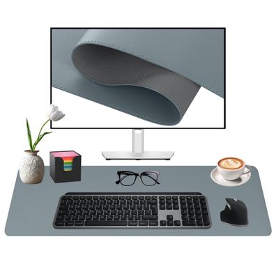 Midori Schreibtischunterlage aus Kunstleder 60 x 35 cm Randnähte rutschfest Dunkelgra