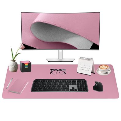 Midori Schreibtischunterlage aus Kunstleder 90 x 43 cm Randnähte rutschfest Rosa