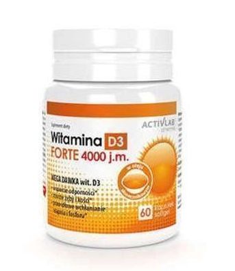 Vitamin D3 Forte 4000 I.E. 60 Kapseln - Hochdosiertes Nahrungsergaenzungsmittel fuer