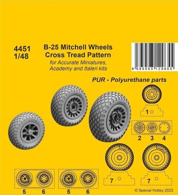 CMK 1:48 129-4451 B-25 Mitchell Wheels/ Cross Tread Pattern