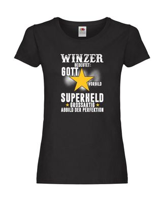 Superheld: Winzer | Spruch | Weinbauer | Wein Beruf Damen Shirt Schwarz