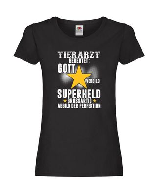 Superheld: Tierarzt | Tiermedizin | Spruch | Mediziner Damen Shirt Schwarz