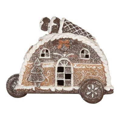 Clayre & Eef Dekoratives Haus mit LED 21x11x16 cm Braun Kunststoff (Gr. 21x11x16 cm)