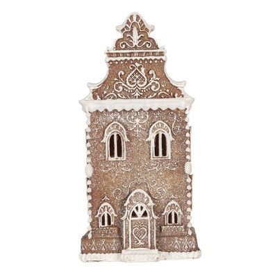 Clayre & Eef Lebkuchenhaus mit LED 17x15x35 cm Braun Kunststoff (Gr. 17x15x35 cm)