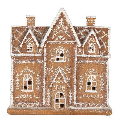 Clayre & Eef Lebkuchenhaus mit LED 21x8x20 cm Braun Kunststoff (Gr. 21x8x20 cm)