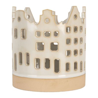Clayre & Eef Teelichthalter Haus Ø 11x11 cm Beige Keramik (Gr. Ø 11x11 cm)