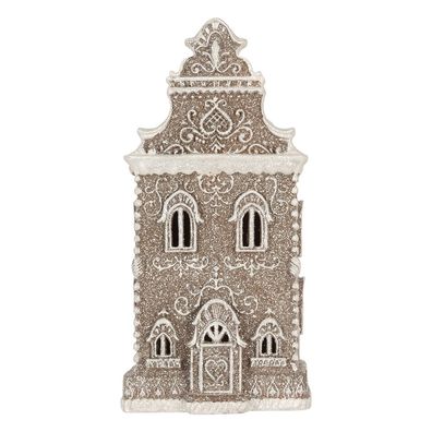Clayre & Eef Lebkuchenhaus mit LED 17x15x35 cm Braun Kunststoff (Gr. 17x15x35 cm)