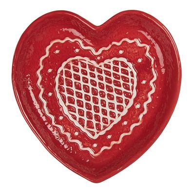 Clayre & Eef Speiseteller Lebkuchenhaus 17x17x3 cm Rot Keramik (Gr. 17x17x3 cm)