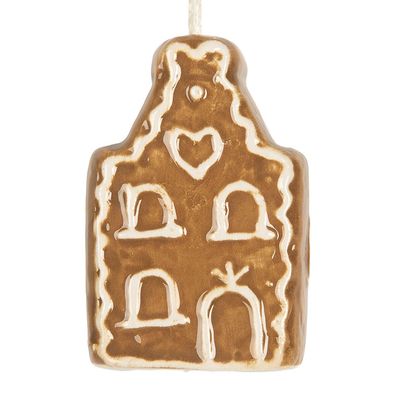 Clayre & Eef Weihnachtsanhänger Haus 4x4x6 cm Braun Keramik (Gr. 4x4x6 cm)