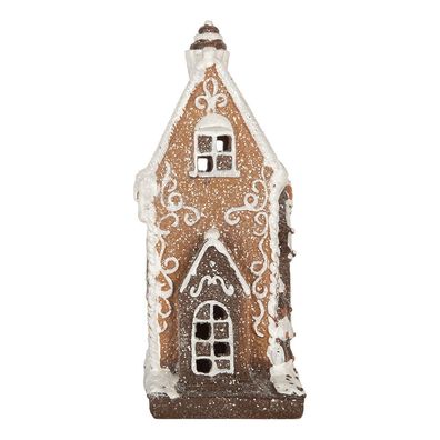 Clayre & Eef Lebkuchenhaus mit LED 15x9x20 cm Braun Kunststoff (Gr. 15x9x20 cm)