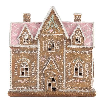 Clayre & Eef Lebkuchenhaus mit LED 21x8x20 cm Braun Kunststoff (Gr. 21x8x20 cm)