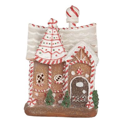 Clayre & Eef Lebkuchenhaus mit LED 16x12x23 cm Braun Kunststoff (Gr. 16x12x23 cm)