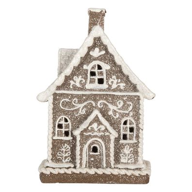 Clayre & Eef Lebkuchenhaus mit LED 16x10x23 cm Braun Kunststoff (Gr. 16x10x23 cm)