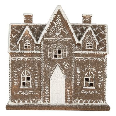 Clayre & Eef Lebkuchenhaus mit LED 26x10x25 cm Braun Kunststoff (Gr. 26x10x25 cm)