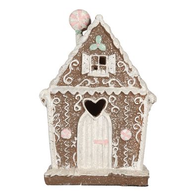 Clayre & Eef Lebkuchenhaus mit LED 14x9x21 cm Braun Kunststoff (Gr. 14x9x21 cm)