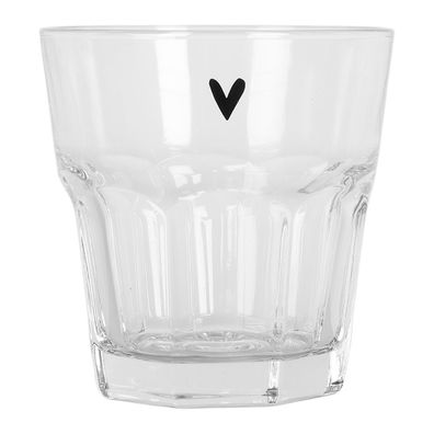 Clayre & Eef Wasserglas Ø 8x8 cm / 200 ml Transparant Glas Herz