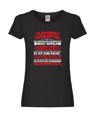 Lehrer Spickzettel | Beruf | lustiger Spruch | Schule v9 Damen Shirt Schwarz
