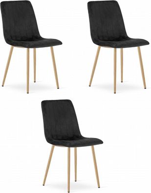 Best For Home | Stuhl mit Samtbezug & Holzoptik-Beinen | Modern, bequem & langlebig