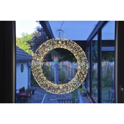 LED Lichterkranz 50cm mit Timer warmweiß Drahtkranz Weihnachtsdeko Lichterkette