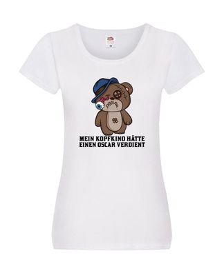 Mein Kopfkino hätte Oscar verdient | kaputter Bär | Comic Damen Shirt Weiß