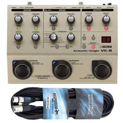Boss Effektgerät VE-8 Acoustic-Singer mit XLR-Kabel