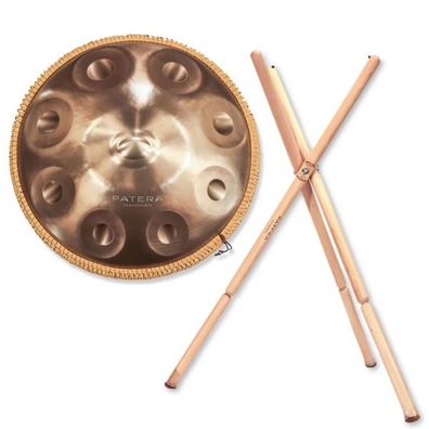 Patera Handpan HPDM-10 Compact Edelstahl D-Kurd mit Handpan-Ständer