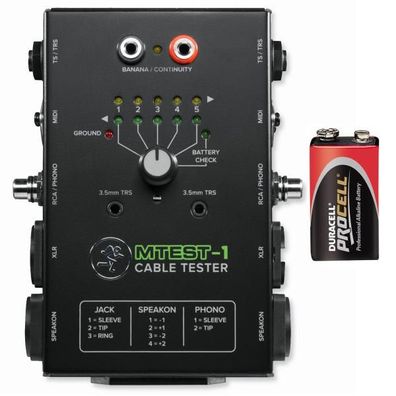 Mackie Kabeltester Mtest-1 für 7 Anschlusstypen mit Batterie