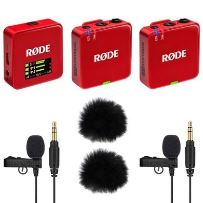 Rode Wireless GO Gen 3 Rot mit 2x Lavalier GO und 2x WS05
