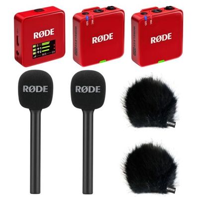Rode Mikrofon-Funksystem Wireless GO Gen 3 Rot Interview Set 2 BK