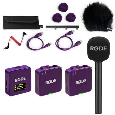 Rode Mikrofon-Funksystem Wireless GO Gen 3 Lila Interview Set 1 BK