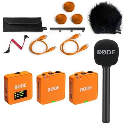 Rode Mikrofon-Funksystem Wireless GO Gen 3 Orange Interview Set 1 BK
