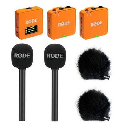 Rode Mikrofon-Funksystem Wireless GO Gen 3 Orange Interview Set 2 BK