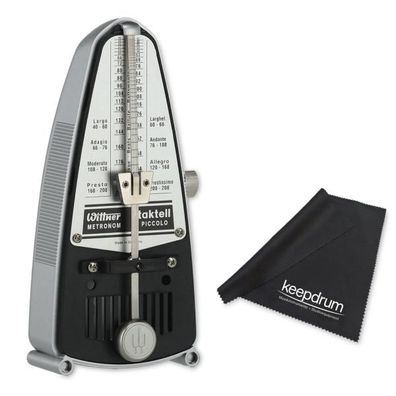 Wittner Metronom 838 Taktell Piccolo mechanisch silberfarben mit Tuch