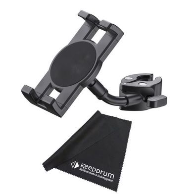 K-M Smartphone-Halter 19764 mit Klemme für Rohre und Stative mit Tuch