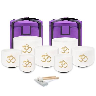 keepdrum Klangschalen-Set OM Set Weiss 8-14 Zoll mit Zubehör