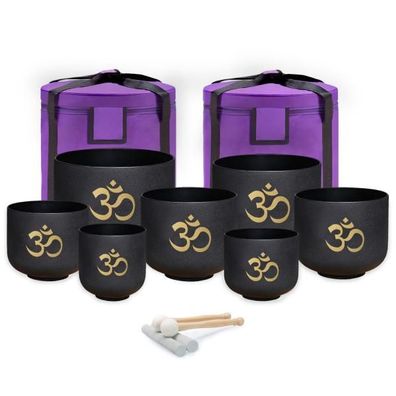 keepdrum Klangschalen-Set OM Set Schwarz 8-14 Zoll mit Zubehör