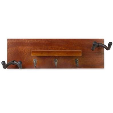 keepdrum Gitarren-Wandhalterung Mahagoni für 2 Gitarren und Zubehör