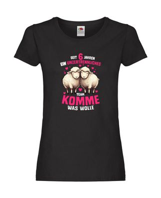 6 Jahre Verheiratet | 6 Jahre ein Team | Ehepaar Damen Shirt Schwarz
