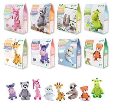 Gründl Kreativ Häkelset verschiedene Tiere zum Häkeln mit Material & Anleitung