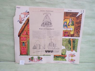 orginal alter Modellbaubogen Krippe Uhu JFS 742 Schreiber 2 Modellierbogen