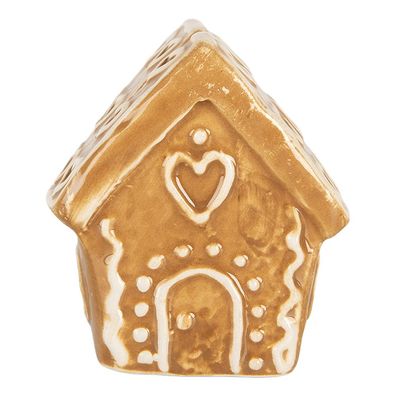 Clayre & Eef Kartenhalter Lebkuchenhaus 5x4x6 cm Braun Keramik (Gr. 5x4x6 cm)