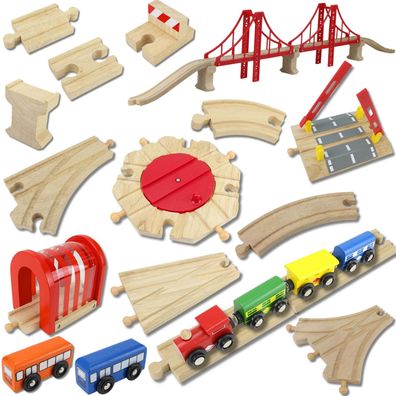 Zubehör für Holzeisenbahn Ersatzteile Ergänzung Eisenbahn Schienen Gleise Holz
