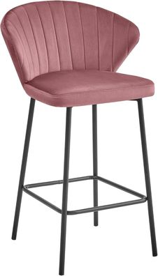 Best For Home | OSKAR GATTA Barhocker | Moderner Velours-Sitz & schwarze Metallbeine