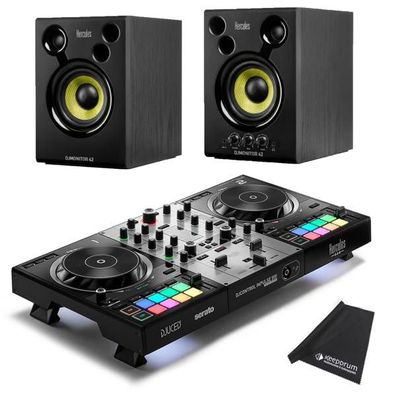Hercules DJ Controller Inpulse 500 Silver Edition mit DJMonitor 42 Boxen