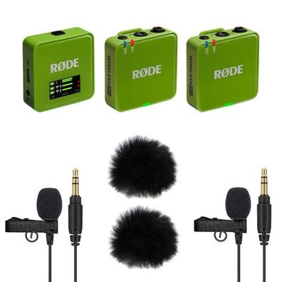 Rode Wireless GO Gen 3 Grün mit 2x Lavalier GO und 2x WS05