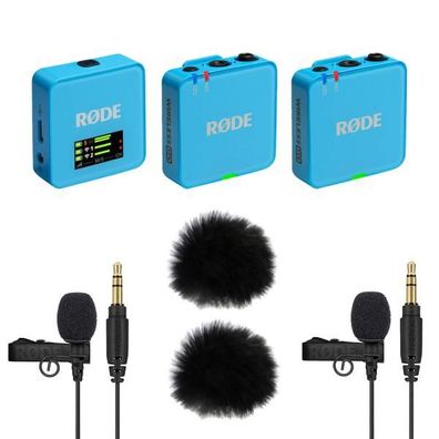 Rode Wireless GO Gen 3 Blau mit 2x Lavalier GO und 2x WS05