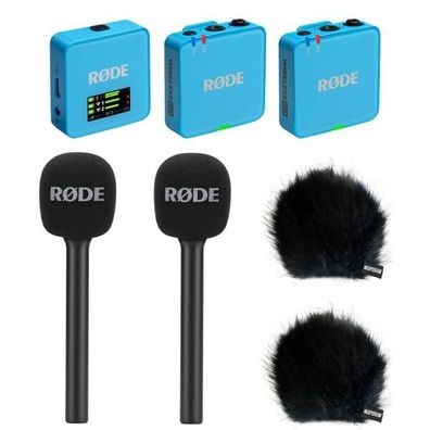 Rode Mikrofon-Funksystem Wireless GO Gen 3 Blau Interview Set 2 BK